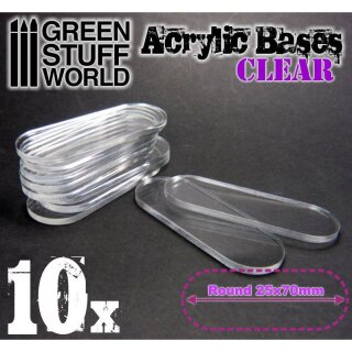 Oval und transparente Acryl Basen 25 x 70 mm (10)