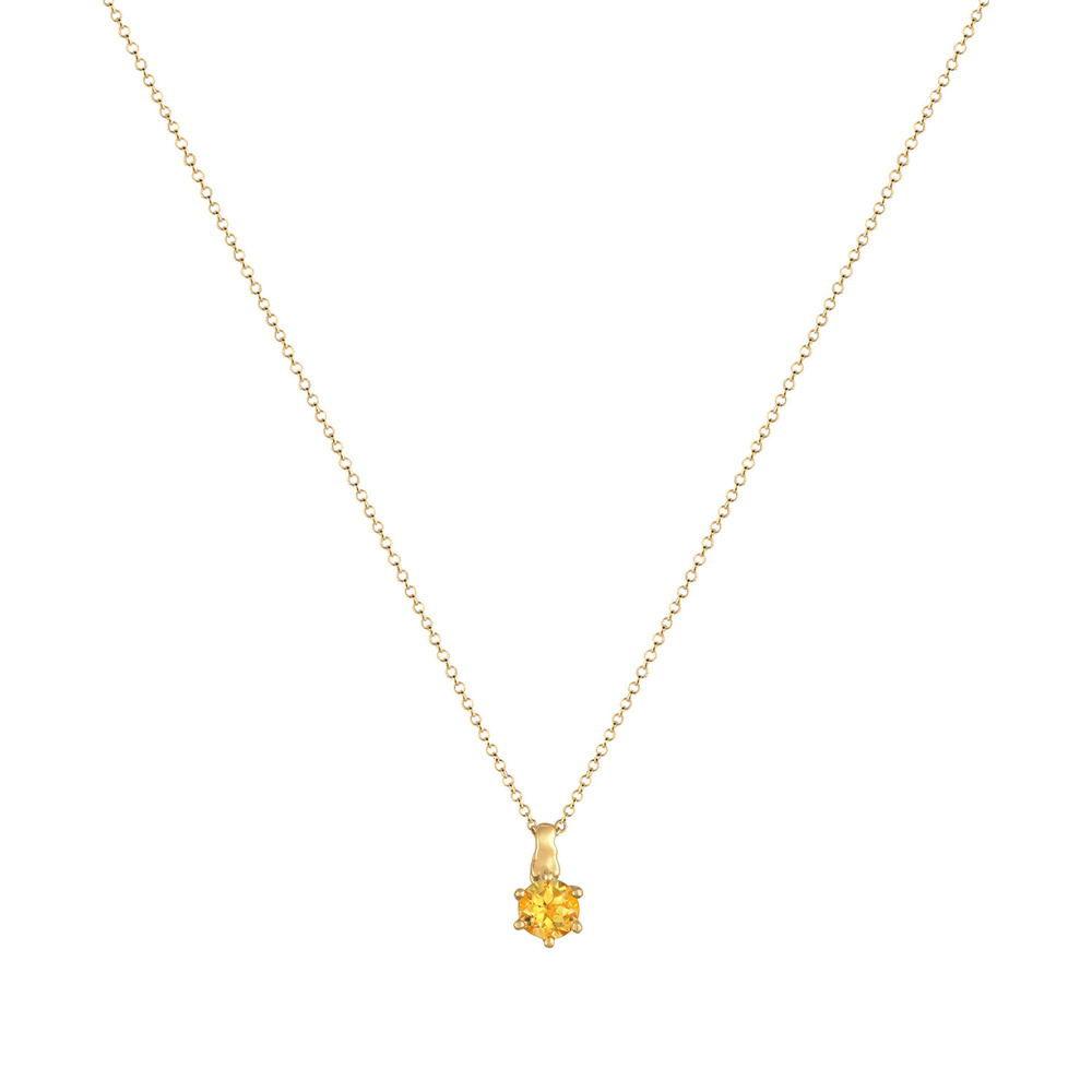 Elli Elli Collier Pendentif solitaire classique pour femme avec pierre de citrine en a collier