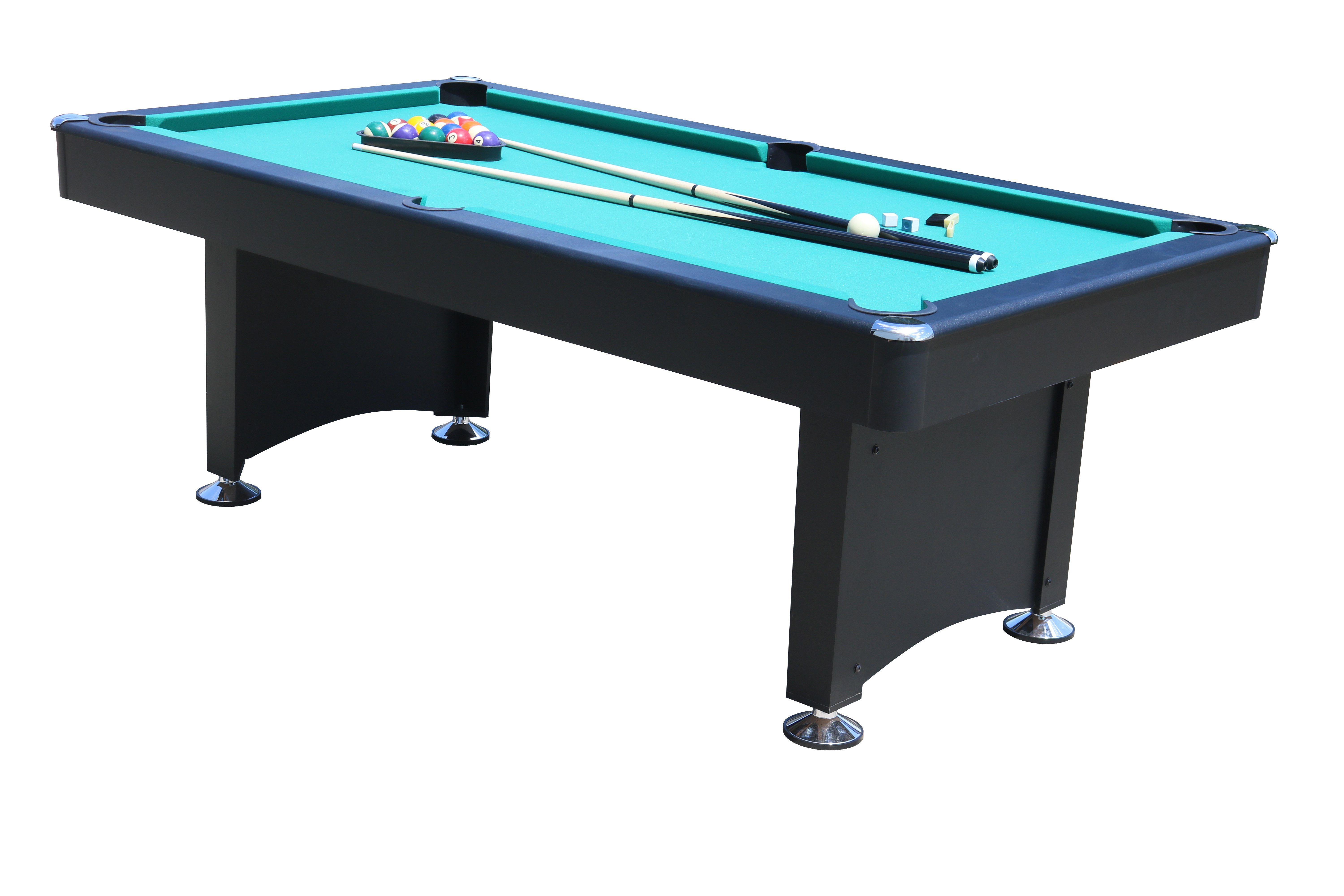 L.A. Sports Billardtisch Premium Pool-Billard 7ft groß, (Komplett Set), Tischbillard schwarz grünes Spieltuch mit Zubehör