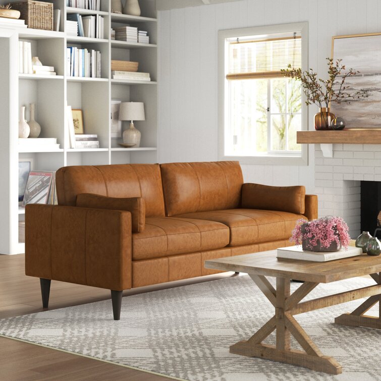 Gaia 81” Genuine Leather Square Arm Sofa