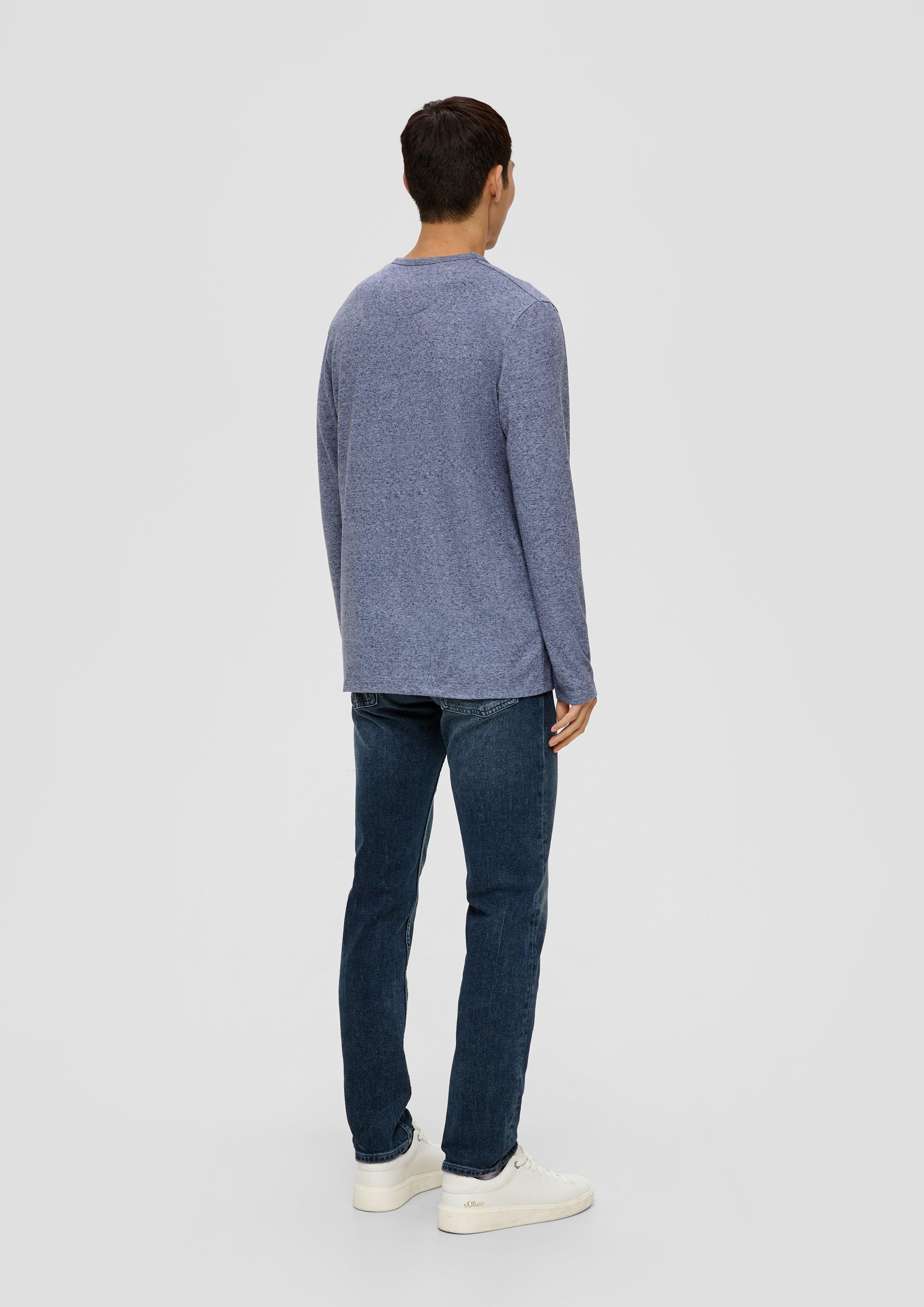 Meliertes Longsleeve mit Henleyausschnitt  2138648-90W2