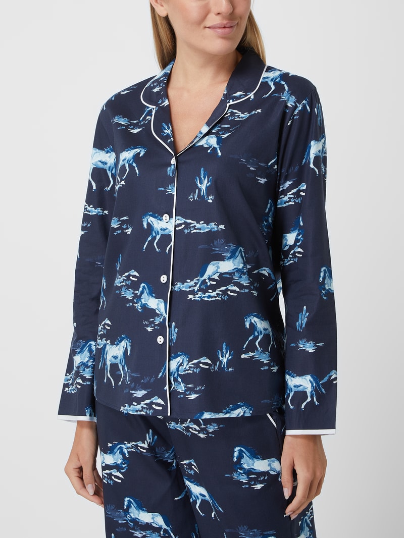 Pyjama-Oberteil aus Baumwoll-Modal-Mix Modell 'Verity' in marineblau