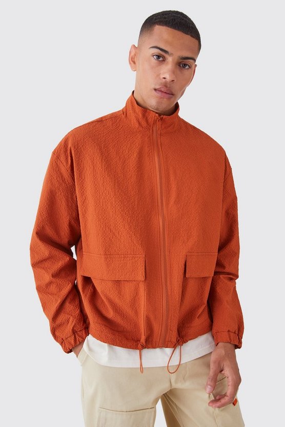 Nylon Harrington-Jacke in Knitteroptik mit Reißverschluss