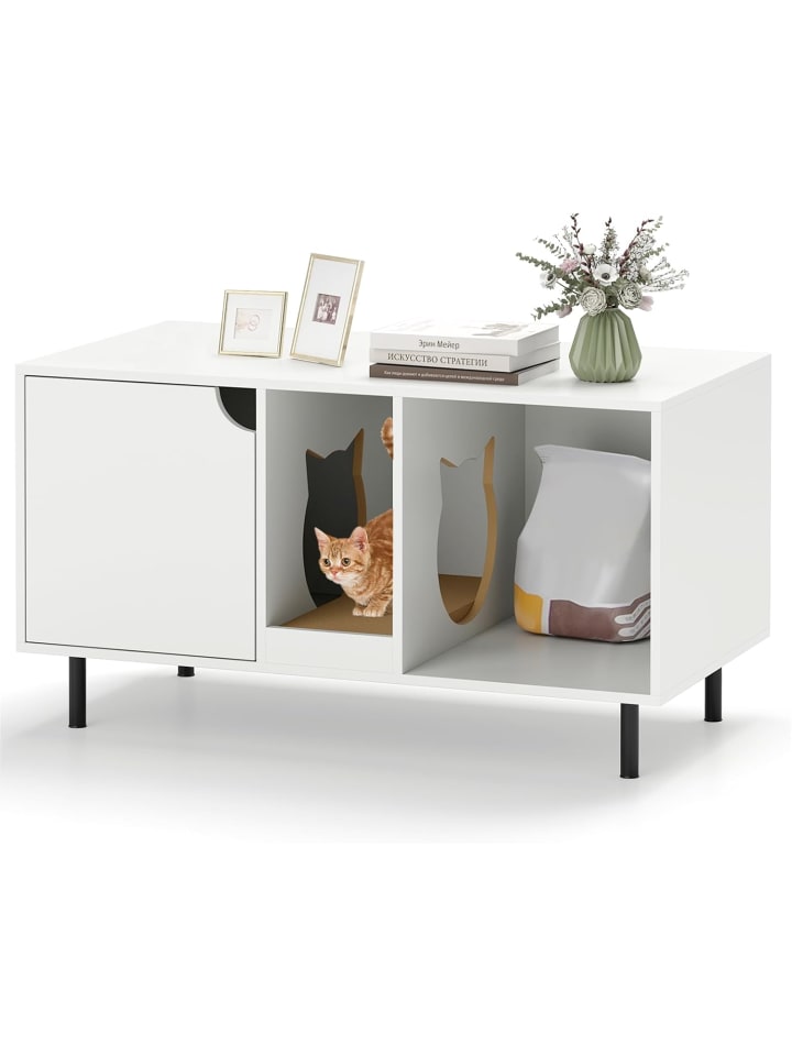 COSTWAY Katzenschrank in Katzenkopfform bis zu 120 kg in Weiß günstig kaufen onesize