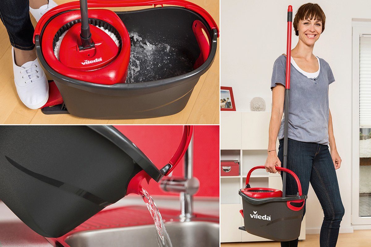 Vileda Bodenwischer-Set Turbo Easy Wring & Clean, ideal für Laminat, Parkett, Fliesen