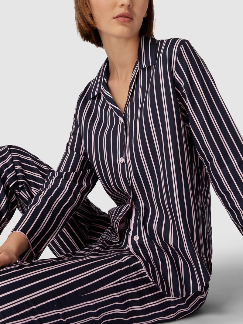 Pyjama-Oberteil mit Streifenmuster Modell 'Estelle' in marineblau