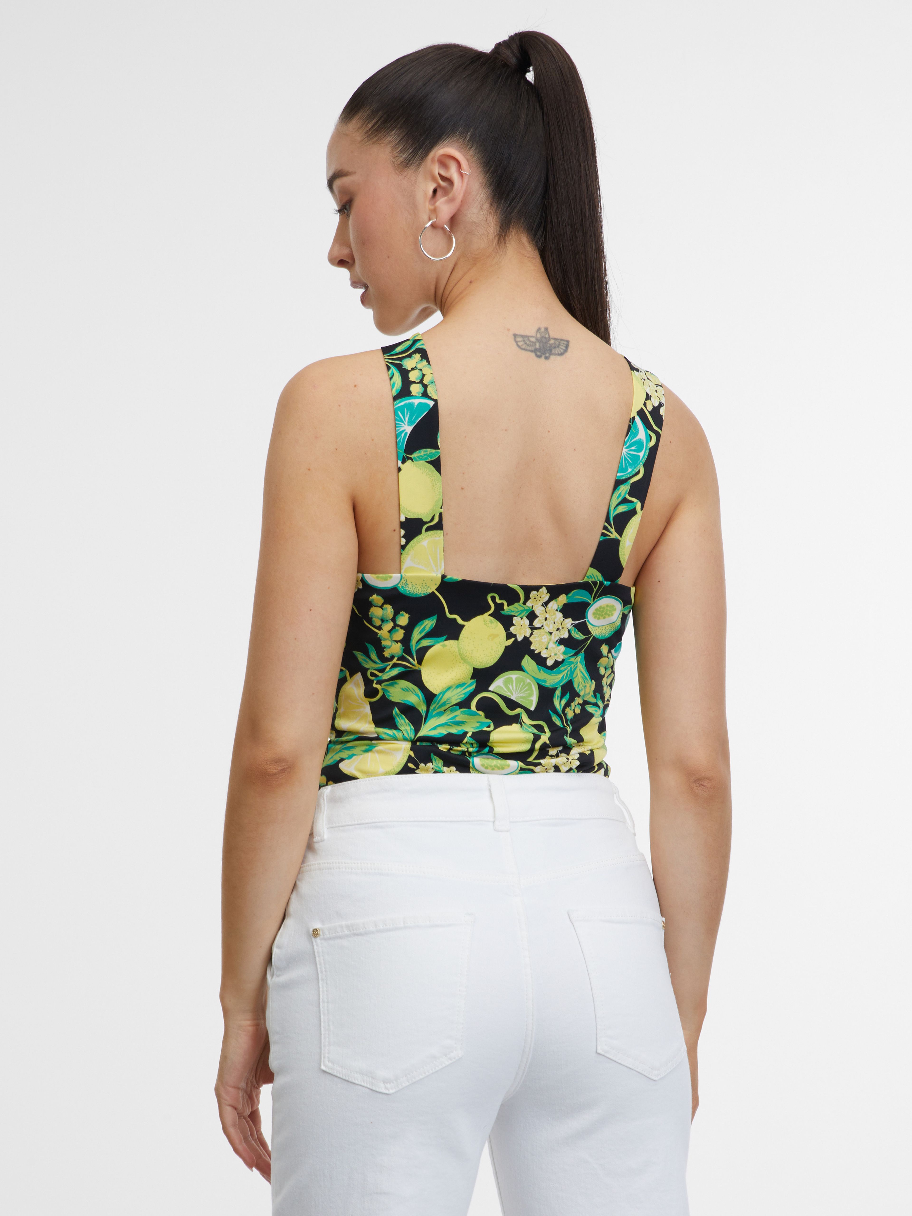 Schwarz-gelb gemustertes Damen-Tank-Top ORSAY