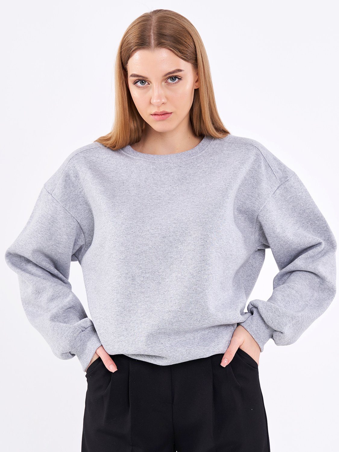 COMEOR Sweatshirt Damen Oversize Pullover Langarm Baumwolle
