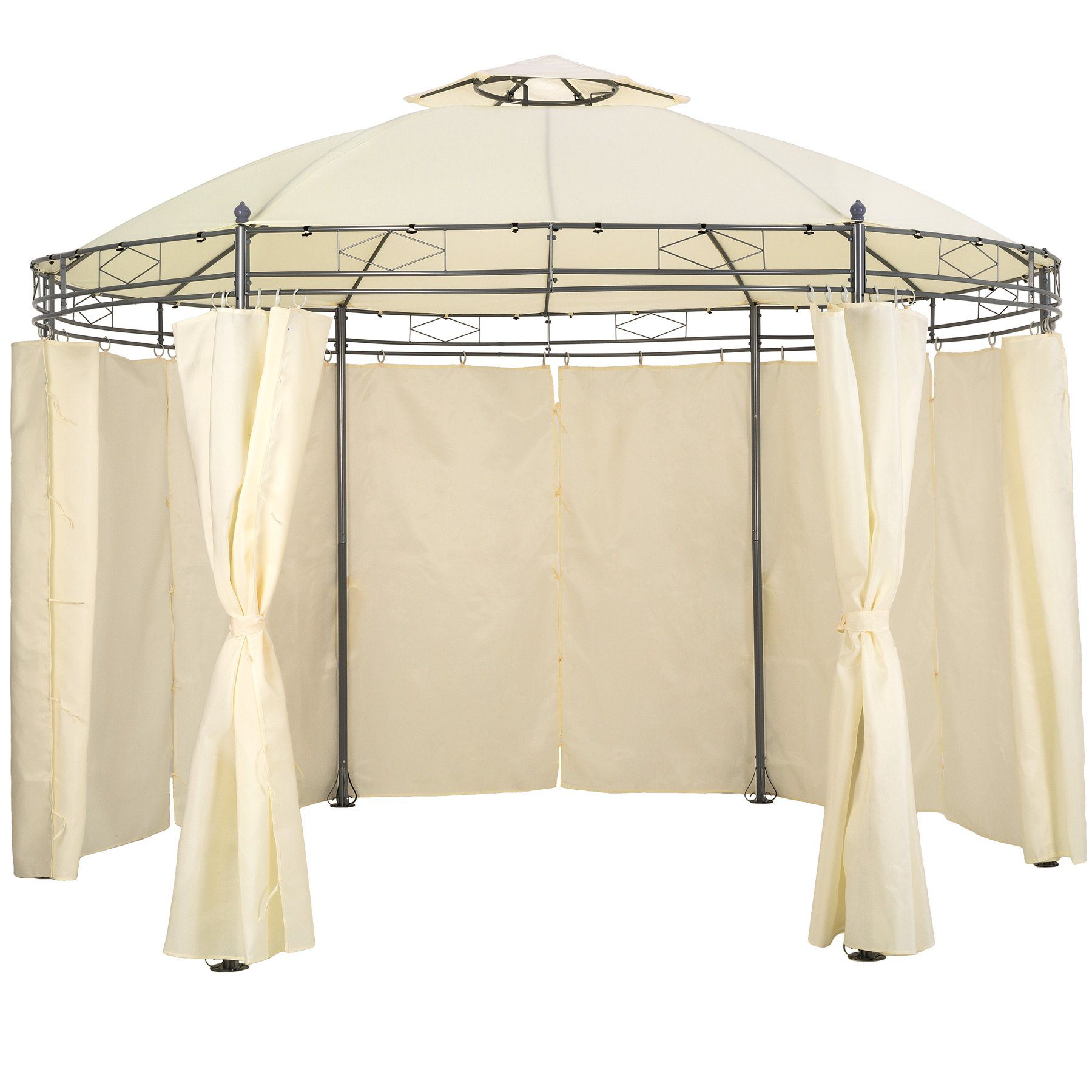 tectake Pavillon Siana, mit 6 Seitenteilen, (Set inkl. Seitenteile), Verstellbare Höhe