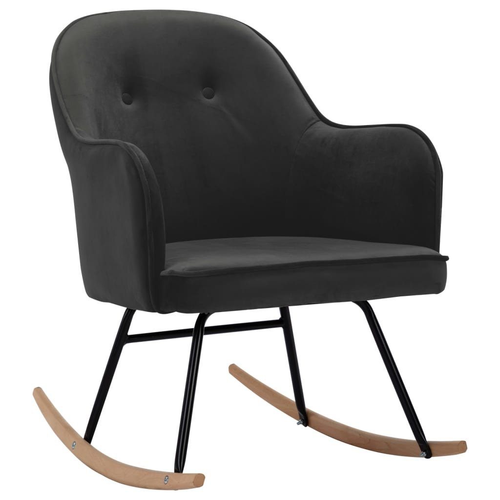 möbelando Schaukelstuhl Aletshausen (B/H/T: 60x84x74 cm), aus Samt in Dunkelgrau und Schwarz