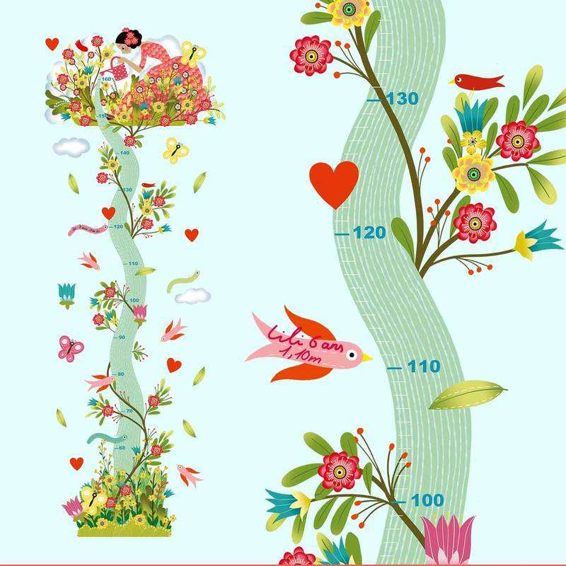 Toise-sticker mural Jeune fille au jardin Djeco