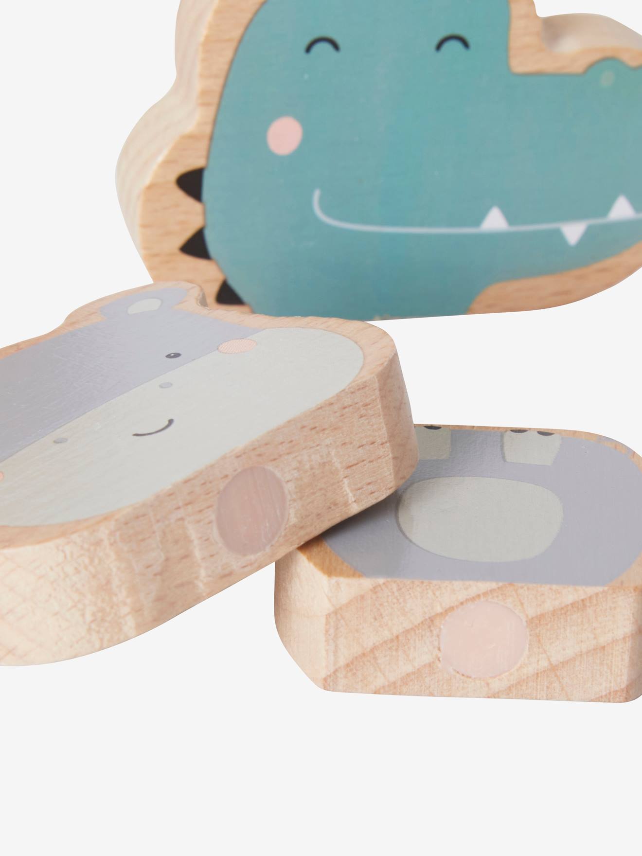 Vertbaudet Magnet-Tiere zum Zusammensetzen, Holz FSC - rosa