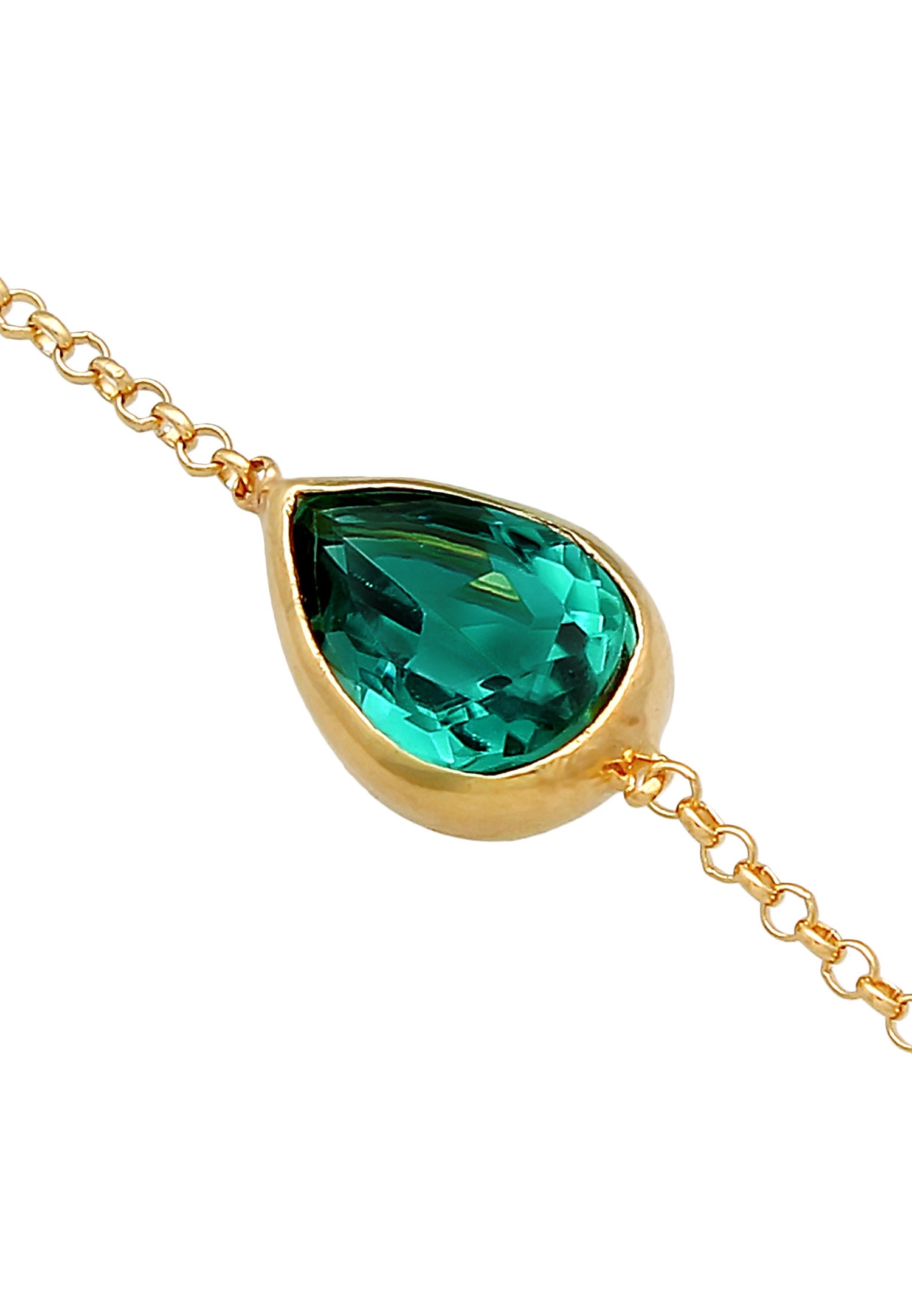 Pulsera Elli PREMIUM para mujer, colgante verde brillante con cuarzo, en plata de ley 925 chapada en oro.