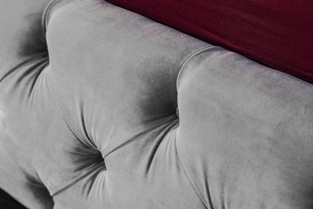 riess-ambiente Polsterbett PARIS 180x200cm grau (1-tlg), Schlafzimmer · Samt · Ziersteppung · Chesterfield-Design