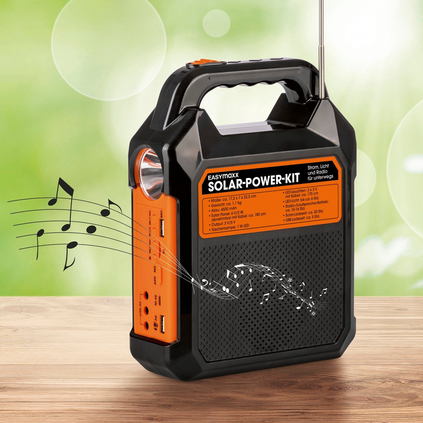 EASYmaxx Stromgenerator Solar-Generator Kit 4500mAh - schwarz/orange, (1-tlg)