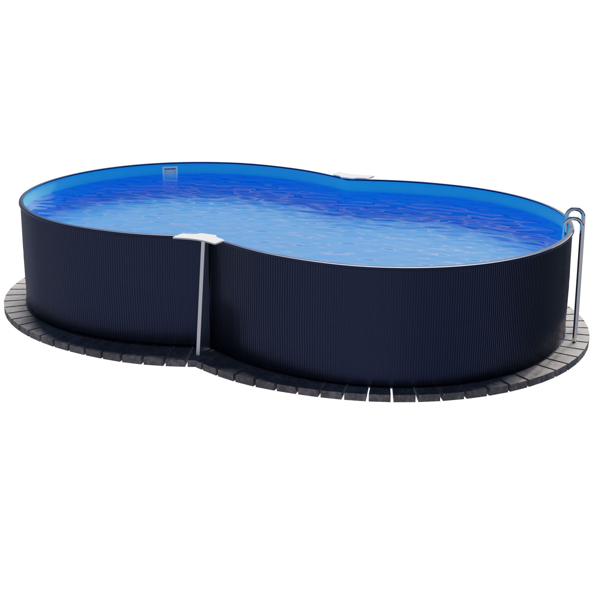 Planet Pool Achtformpool Stahlwandpool achtform 470x300x120 cm, Stahl 0,4 m (Einzelbecken), verzinkte Stahlwand