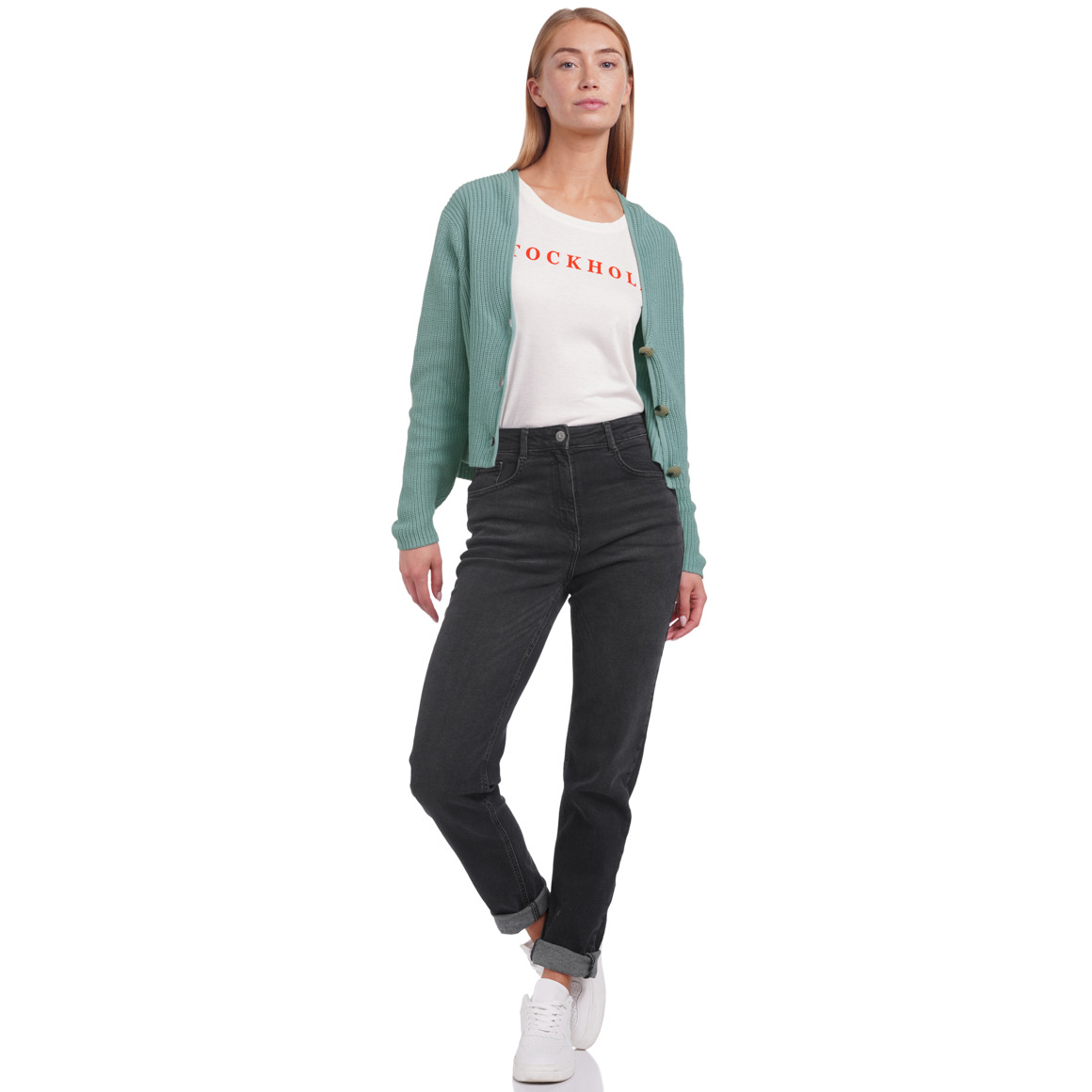 Damen Strickjacke aus Rippstrick
