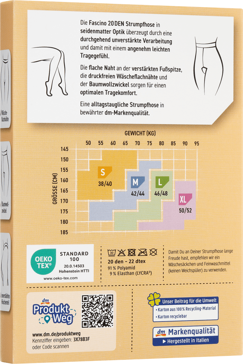 Strumpfhose seidenmatt schwarz Gr. 38/40, 20 DEN, 1 St