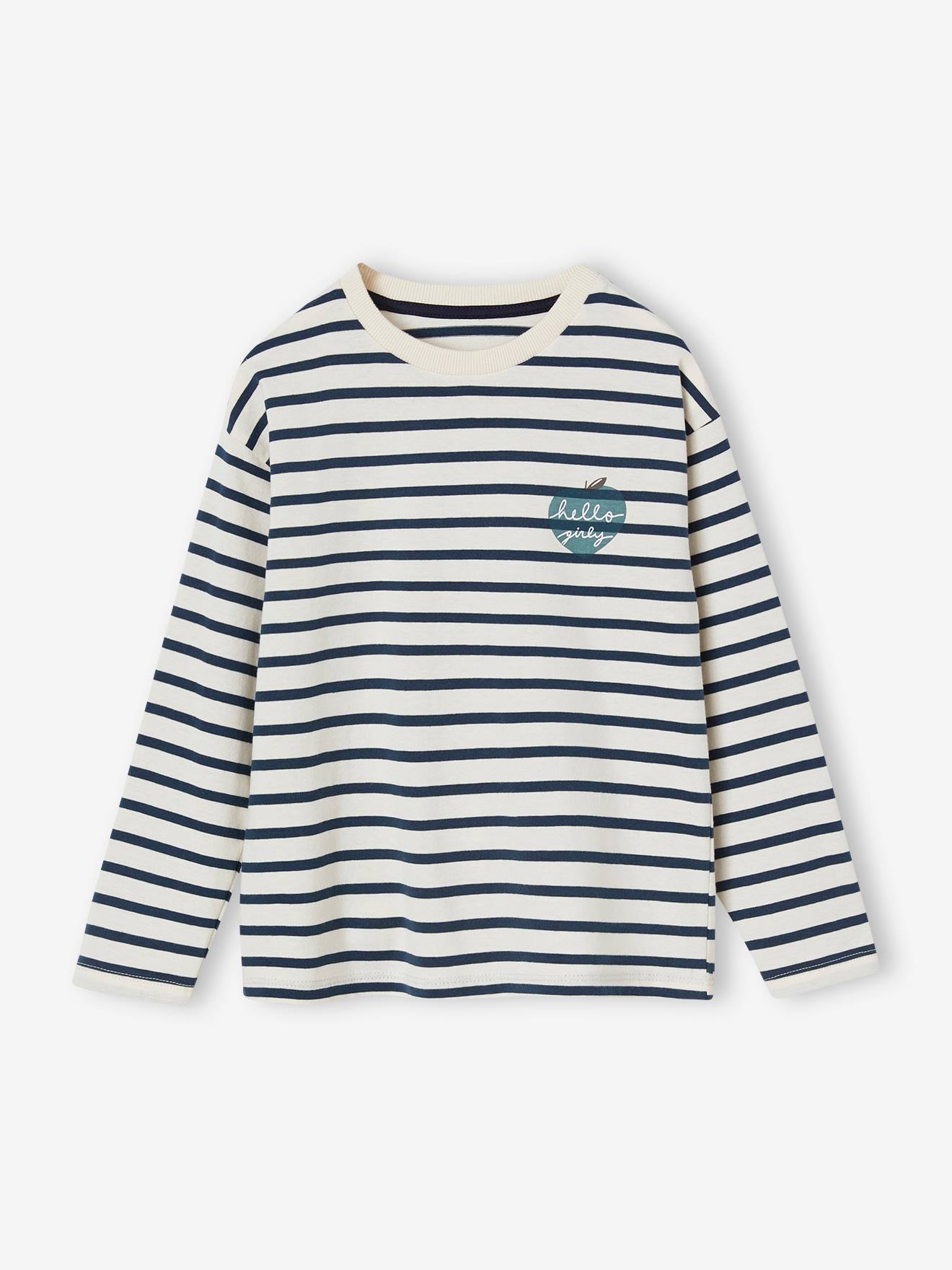 Tee-shirt fille manches longues noisette