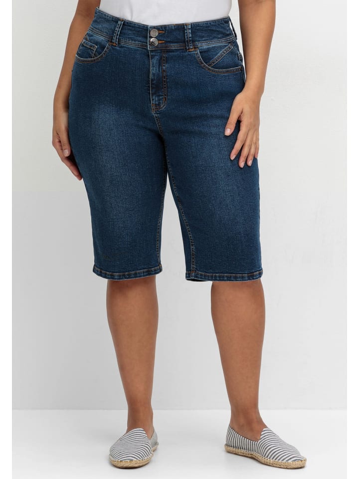 sheego Jeans-Bermudas in dark blue Denim günstig kaufen
