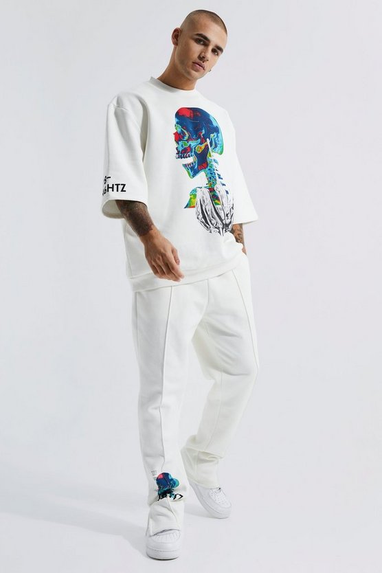 Oversize Sweatshirt-Trainingsanzug mit Print