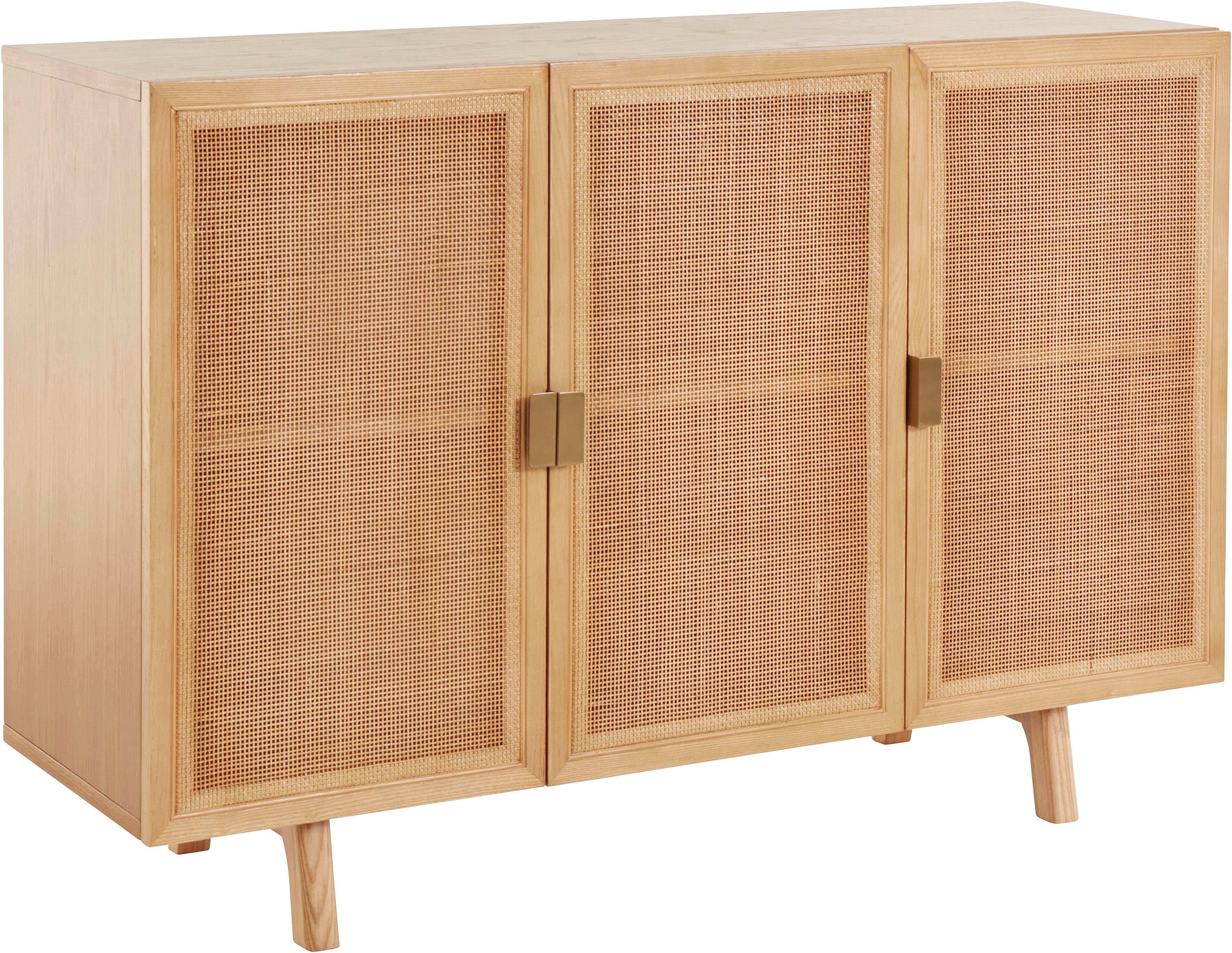 LeGer Home by Lena Gercke Sideboard Lina, Mit Rattan Einsatz, 4 Innenfächer, teilmassiv