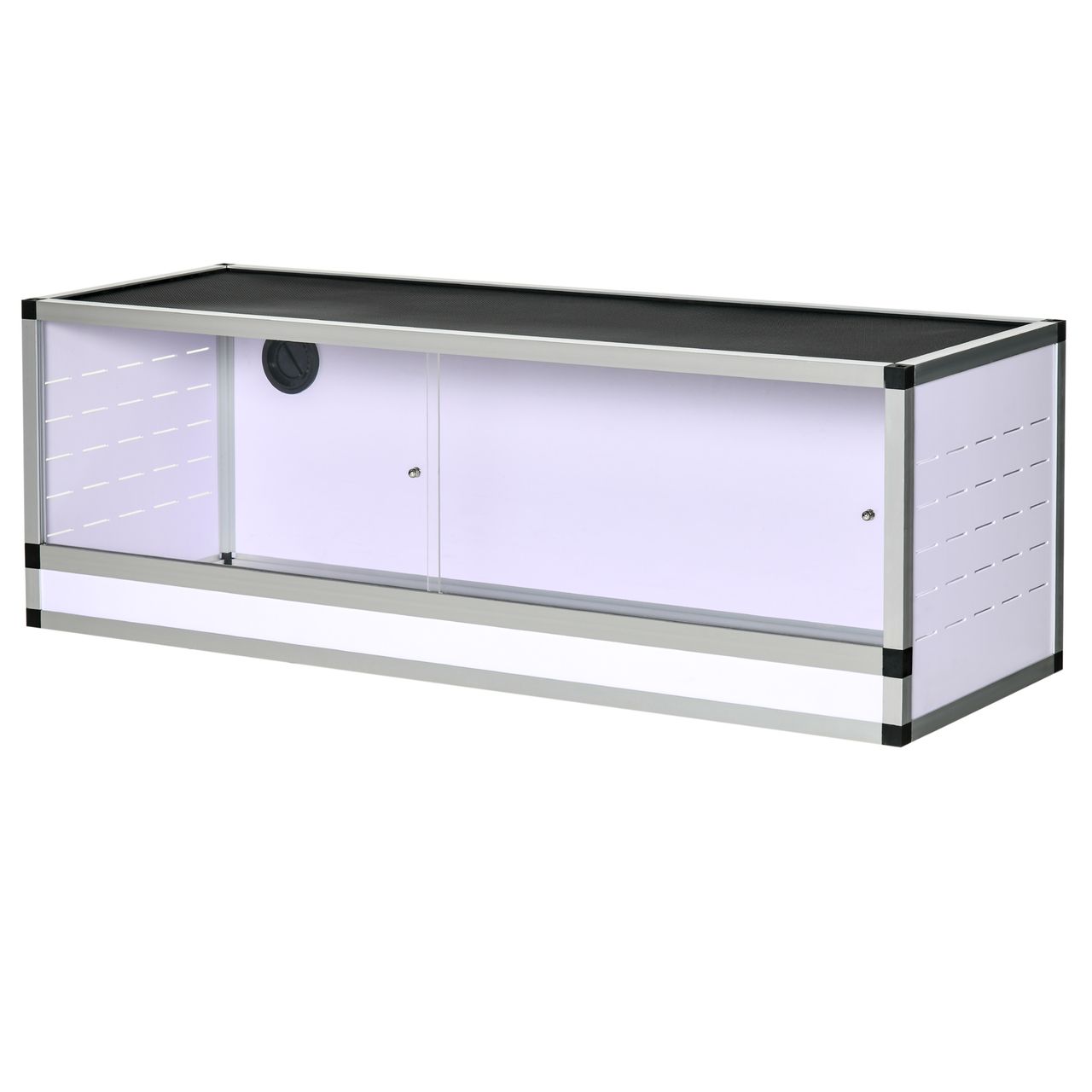 PawHut Terrarium aus Aluminium für Reptilien Amphibien Reptilienzuchtbox Schwarz