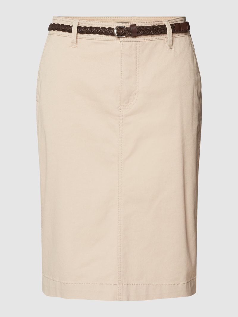 Knielanger Rock mit Gehschlitz in beige