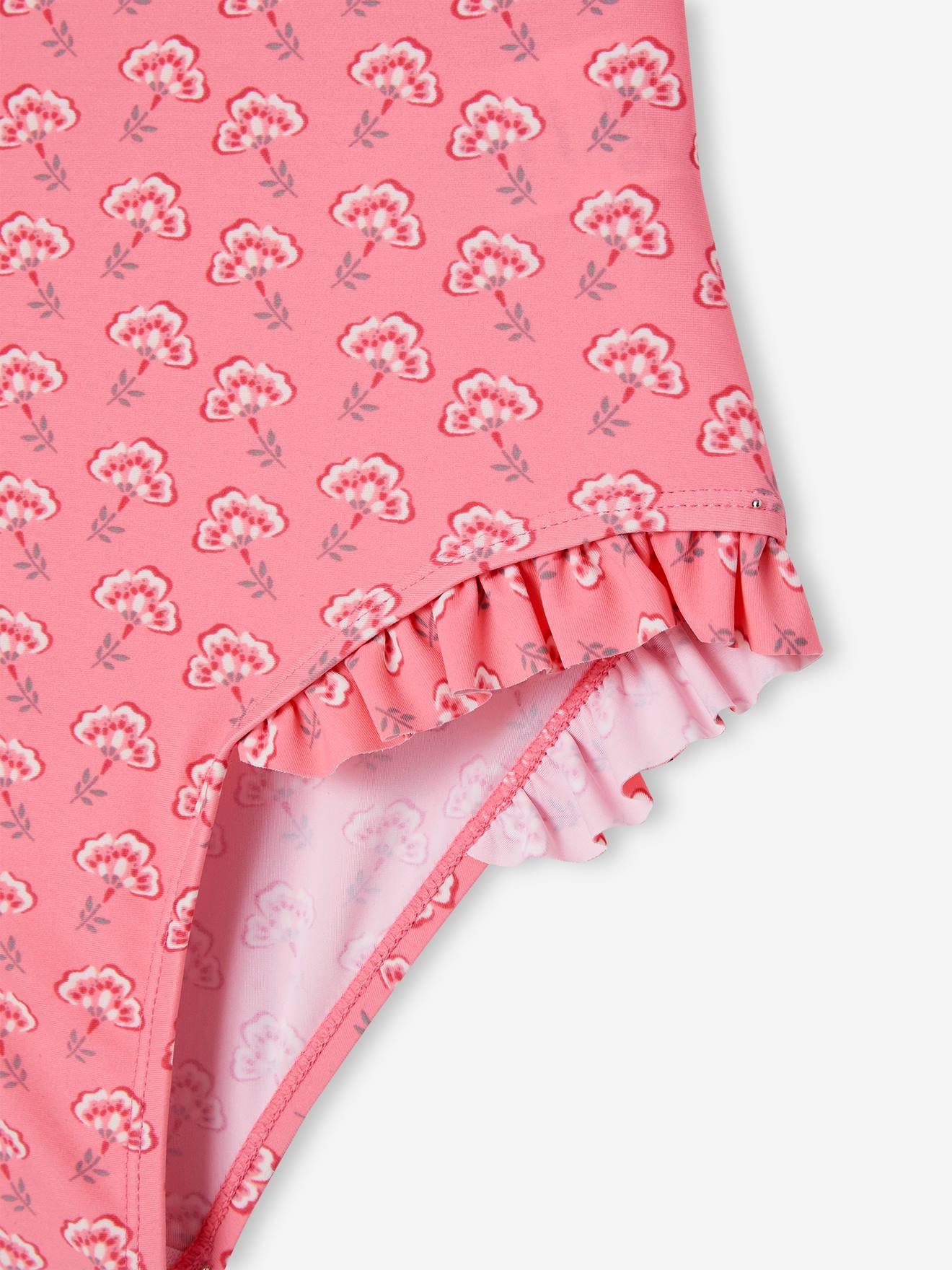 Vertbaudet Mädchen Badeanzug mit Volants Oeko-Tex - rosa