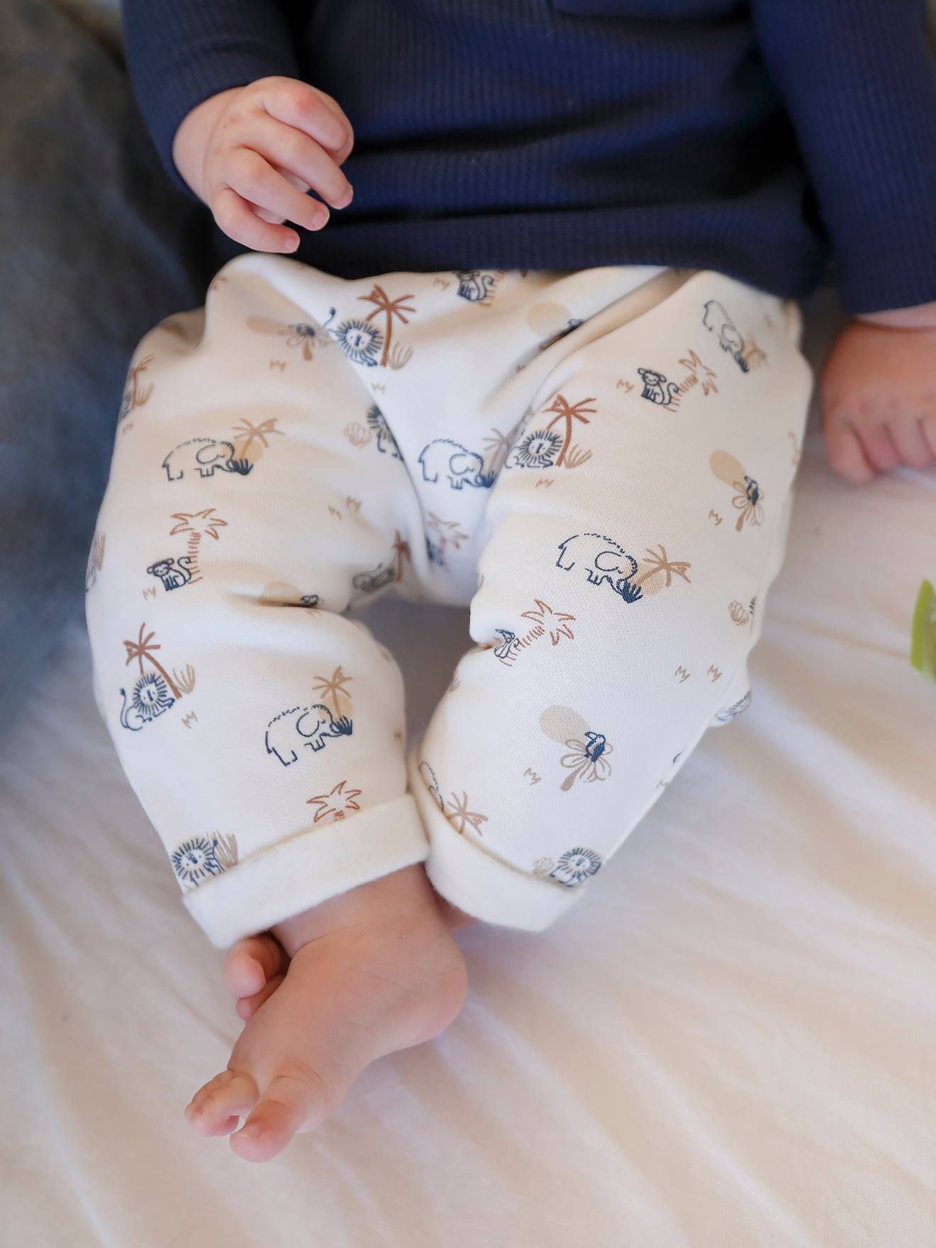 Pantalon naissance en molleton encre