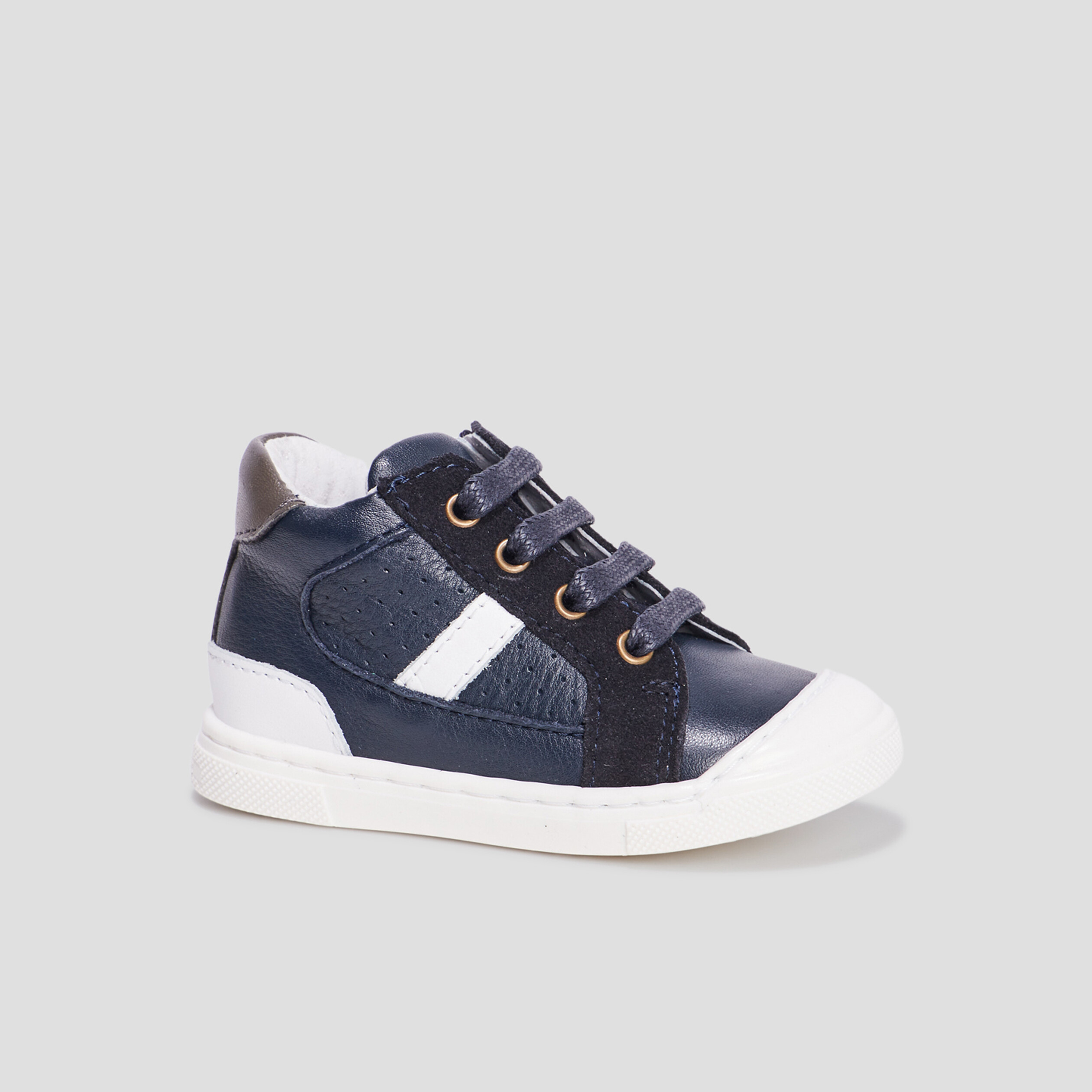 Bottillons zippés en cuir bleu marine bébé garçon | La Halle
