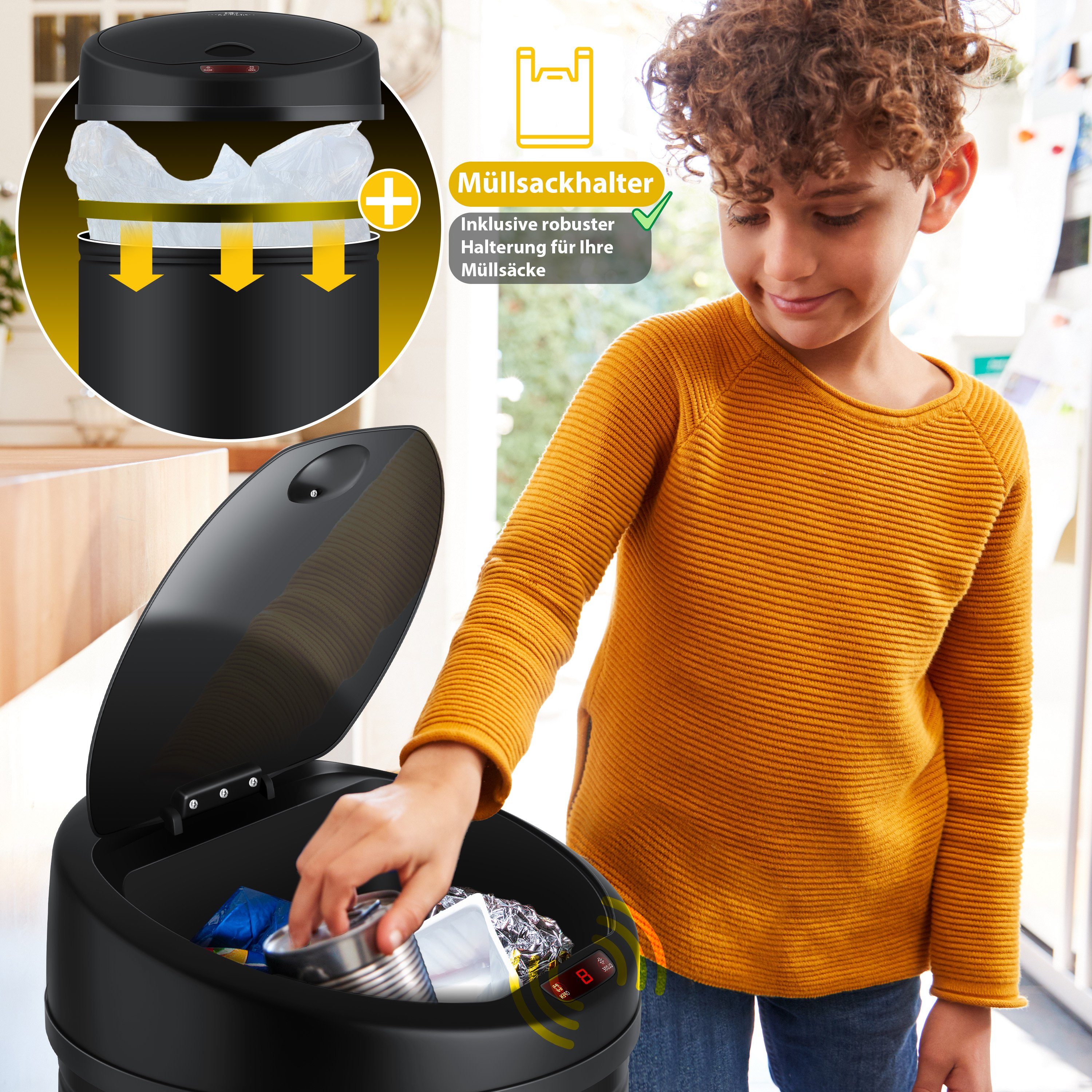 KESSER Mülleimer, Automatik Sensor Mülleimer Abfalleimer Abfall EDELSTAHL
