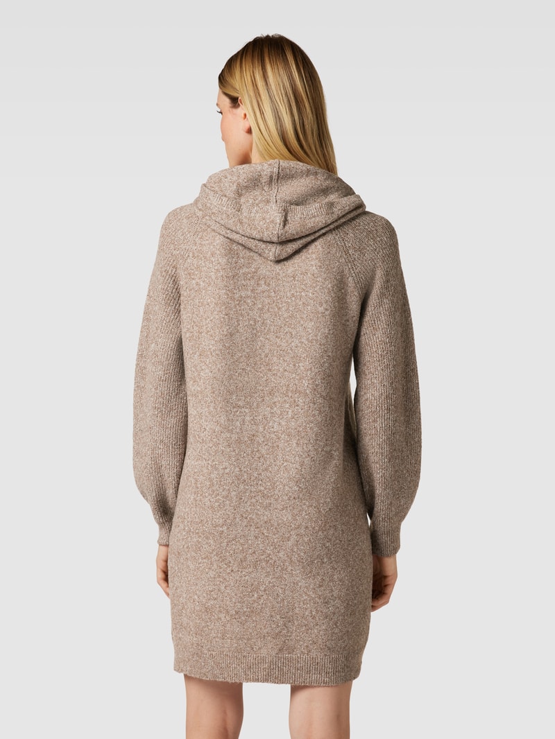 Strickkleid mit Kapuze Modell 'DOFFY' in mittelbraun