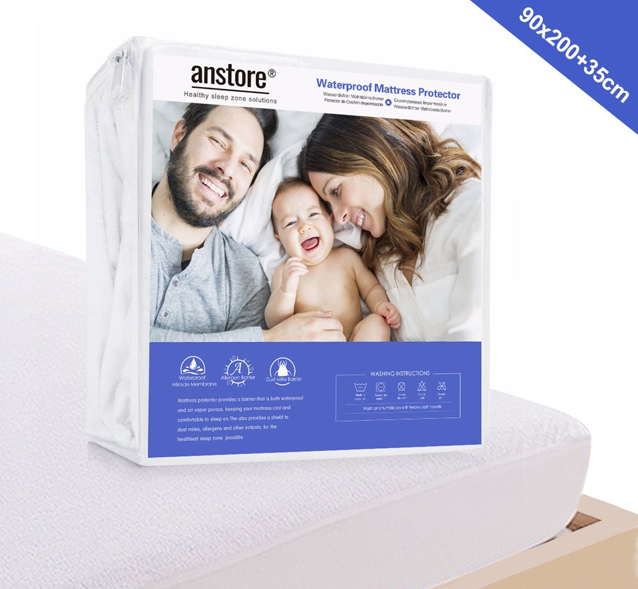 Matratzenauflage Wasserdicht Matratzenschoner 90x200cm Homewit, Nässeschutz Nässesperre Matratzenbezug