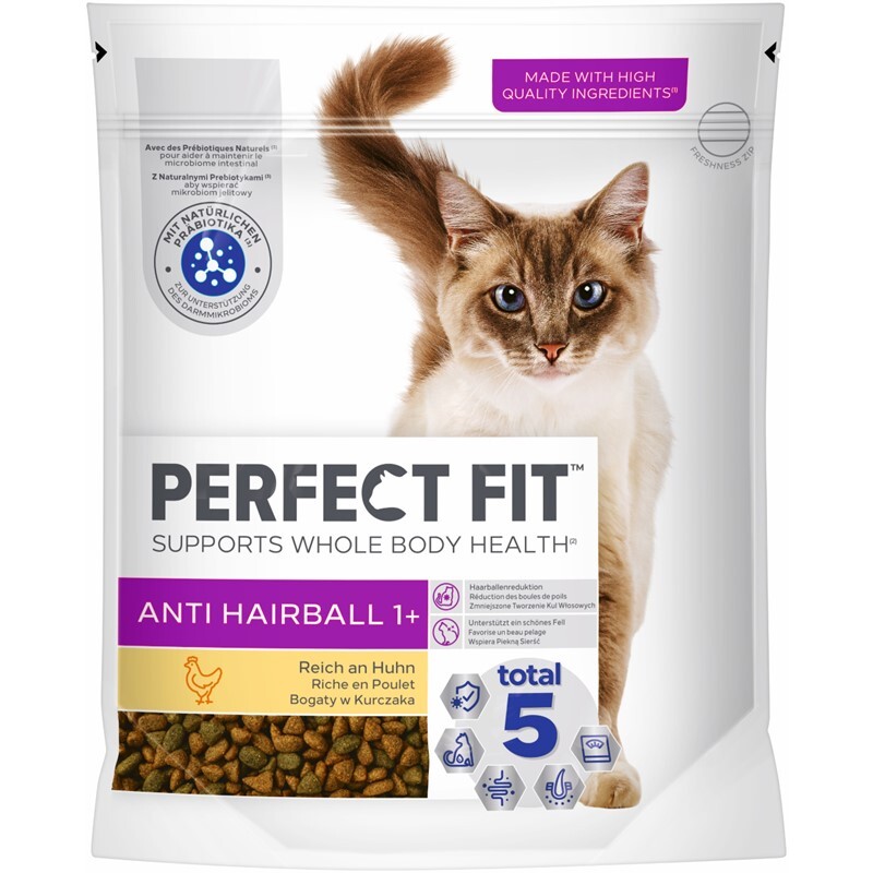 PERFECT FIT Trockenfutter PERFECT FIT Anti-Hairball 1+ mit Huhn 750 g