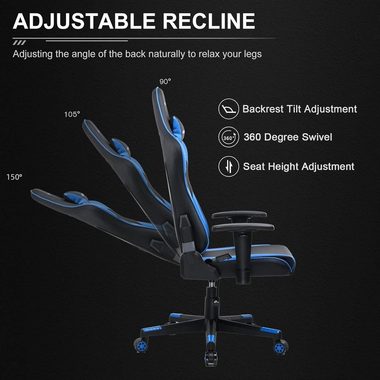 GTPLAYER Gaming-Stuhl Gaming Stuhl Bürostuhl Ergonomisch, Lendenkissen verstellbar (Zockerstuhl, Zocker, Sessel Gaming, 150kg Belastbar, 1 St), Pc Sessel, Computerstuhl, Computer Stuhl, Zockersessel