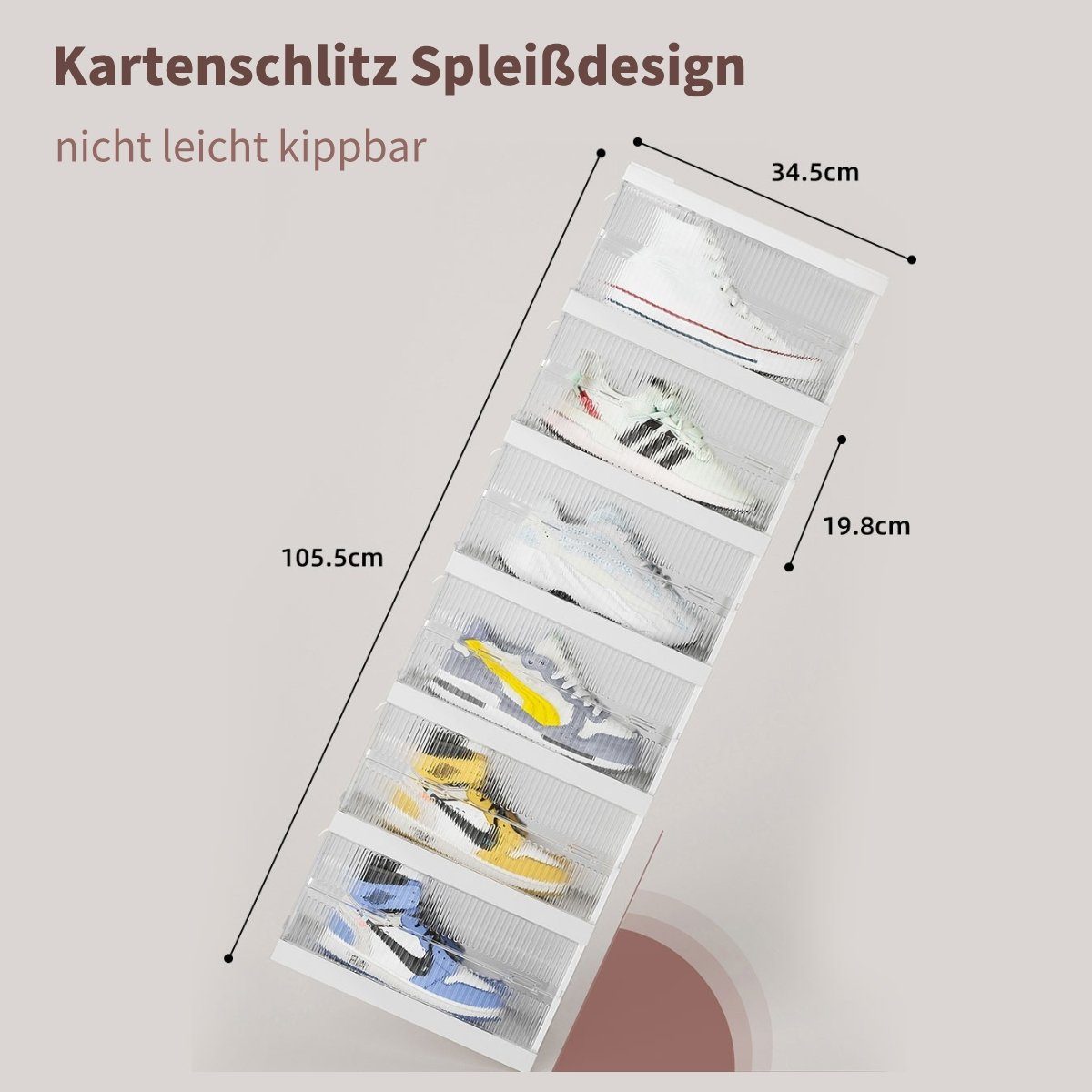 MULISOFT Schuhbox Schuhboxen 6er Set, stapelbare Schuhorganizer Aufbewahrungsbox, Kunststoffboxen mit durchsichtiger Tür, Schuhaufbewahrung