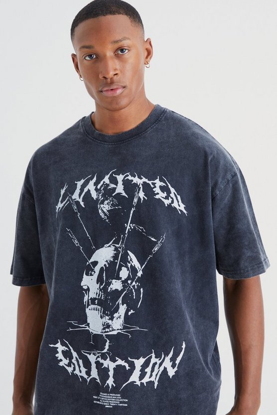 Oversize T-Shirt mit Totenkopf-Print