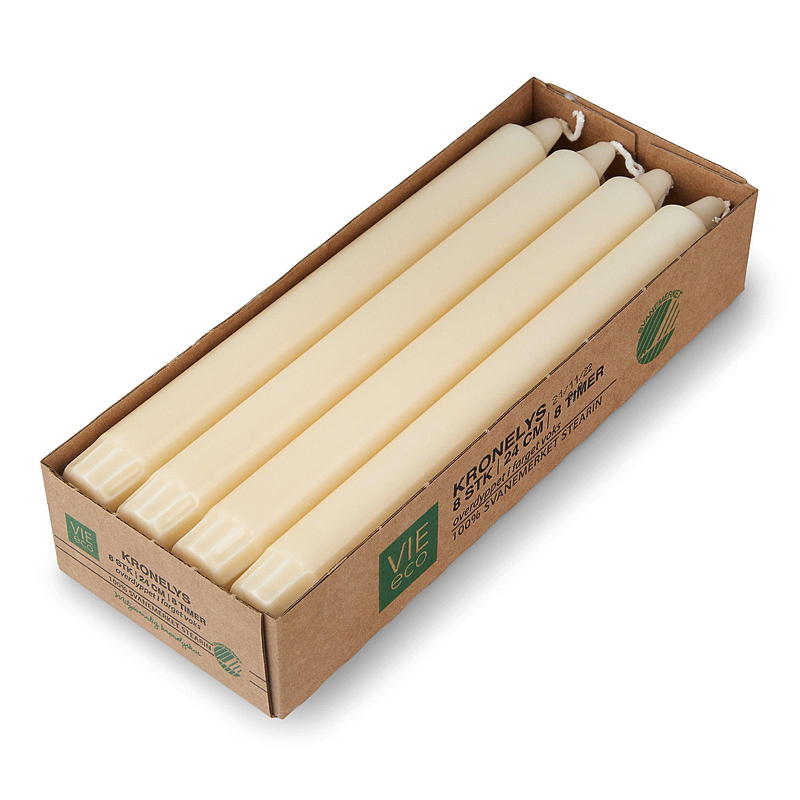 Vie Eco Kronelys 8-pk 24 cm eco elfenben