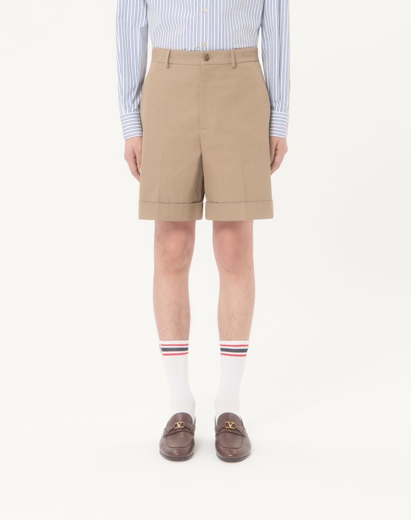 Valentino Bermudashorts i bomuldsgabardin med V-logo-broderi og opsmøg