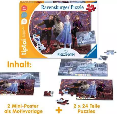 Kinderpuzzle ab 4 Jahren - tiptoi® Puzzle für kleine Entdecker: Disney Die Eiskönigin - 24 Teile