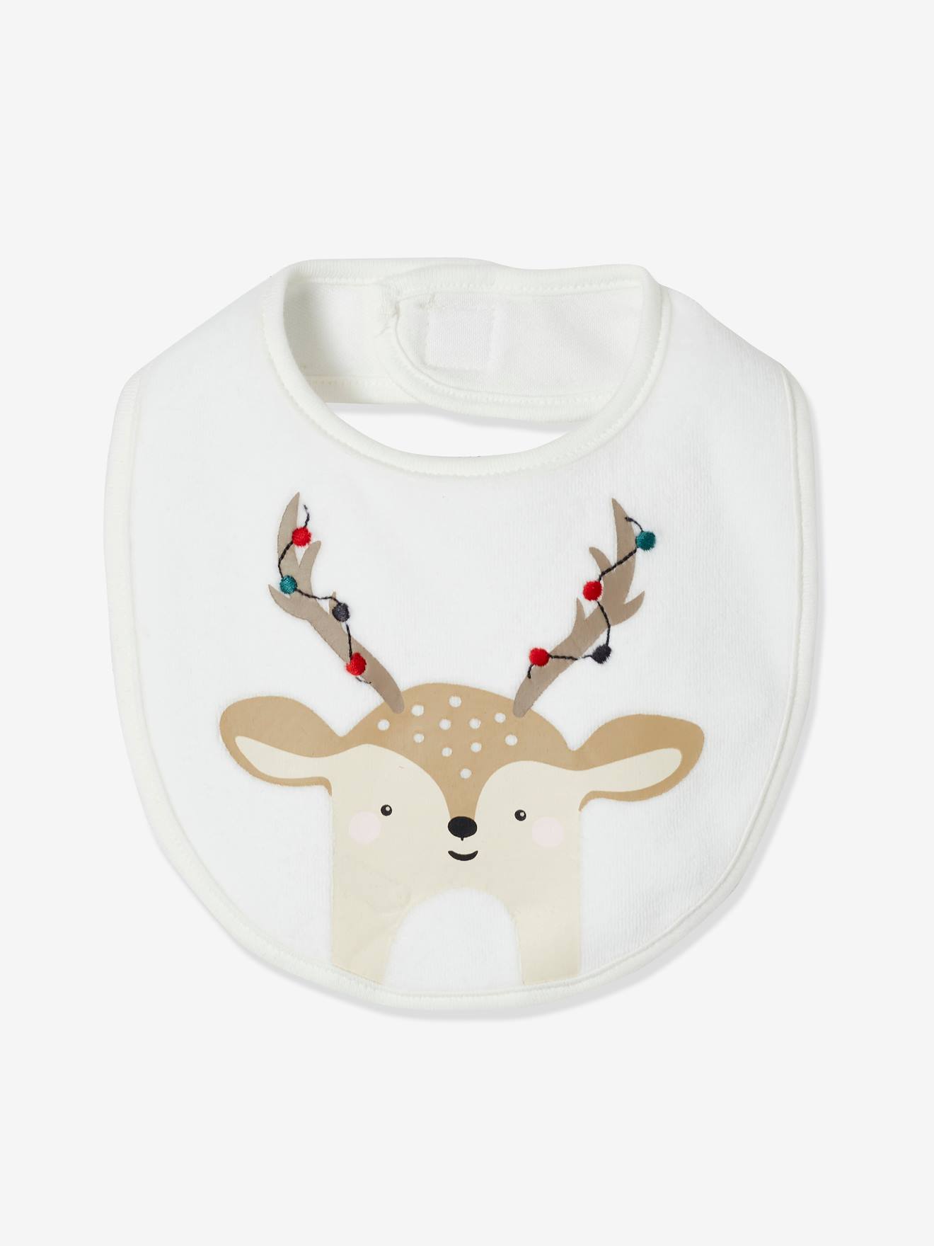 Coffret cadeau de Noël bébé dors-bien en velours + bavoir mixte ivoire imprimé