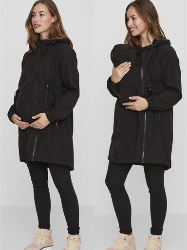Mamalicious Umstandsjacke MLNELLA SOLID 3IN1 SOFTSHELL JACKET A. mit praktischem Einsatz