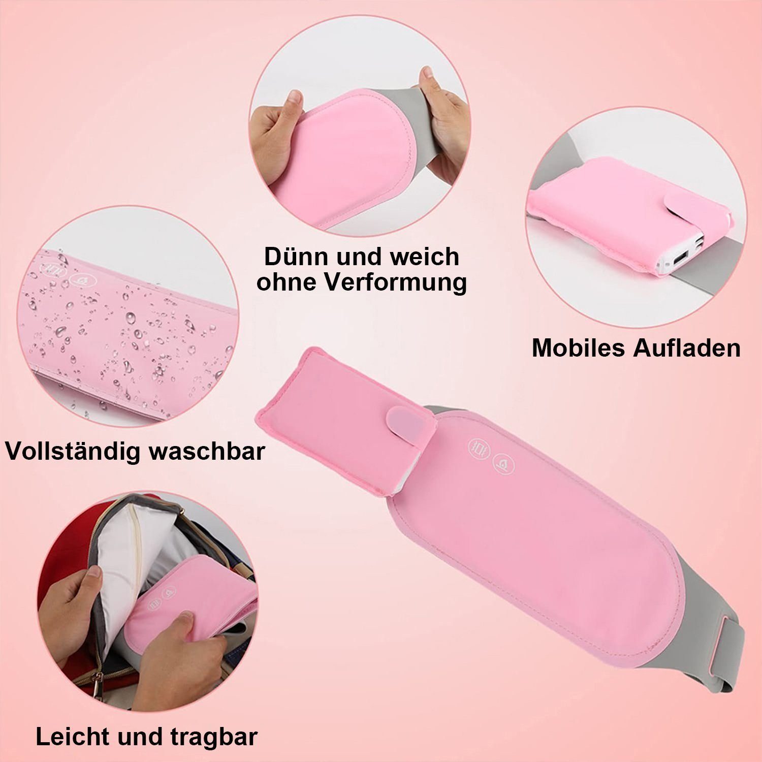 DOPWii Heizkissen Menstruations Heizkissen,Wärmegürtel mit 3 Temperaturstufen,USB