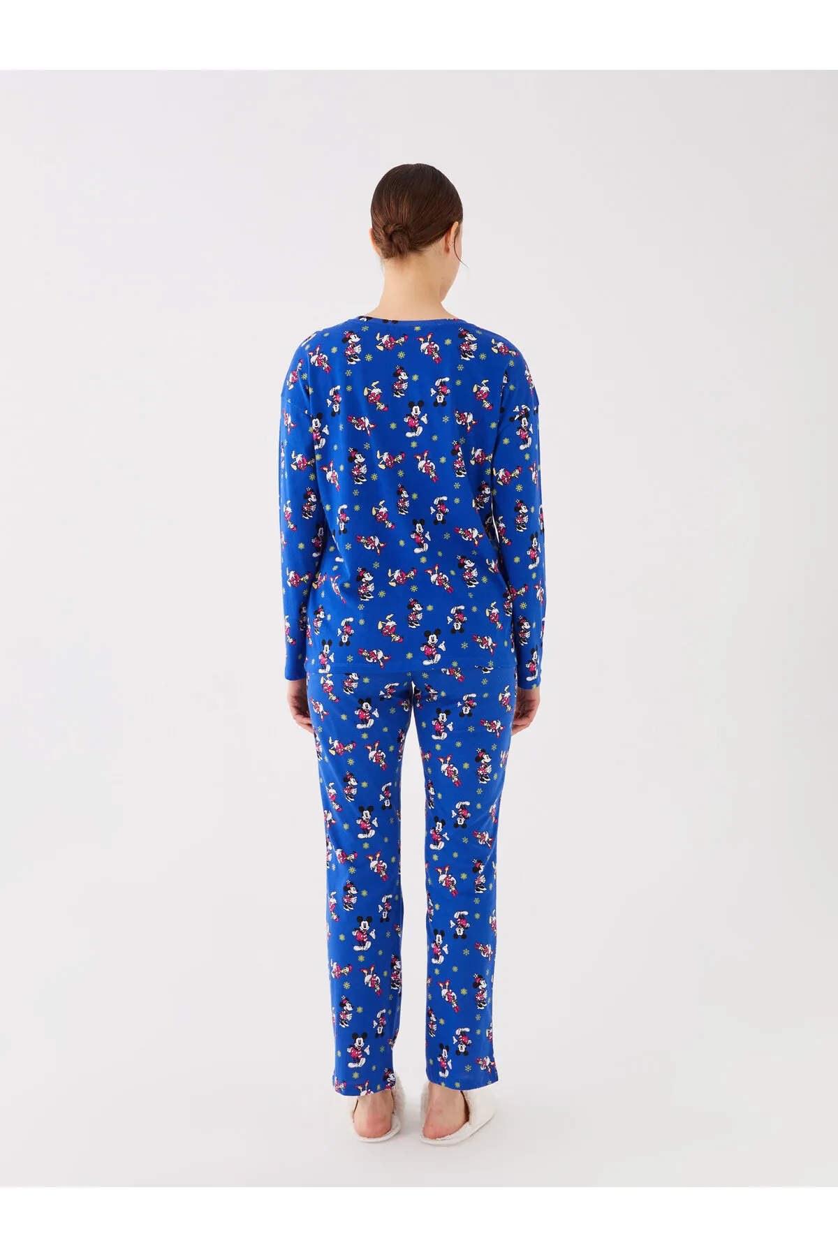 LC Waikiki  Disney-bedrucktes, langärmliges Damen-Pyjama-Set mit Rundhalsausschnitt