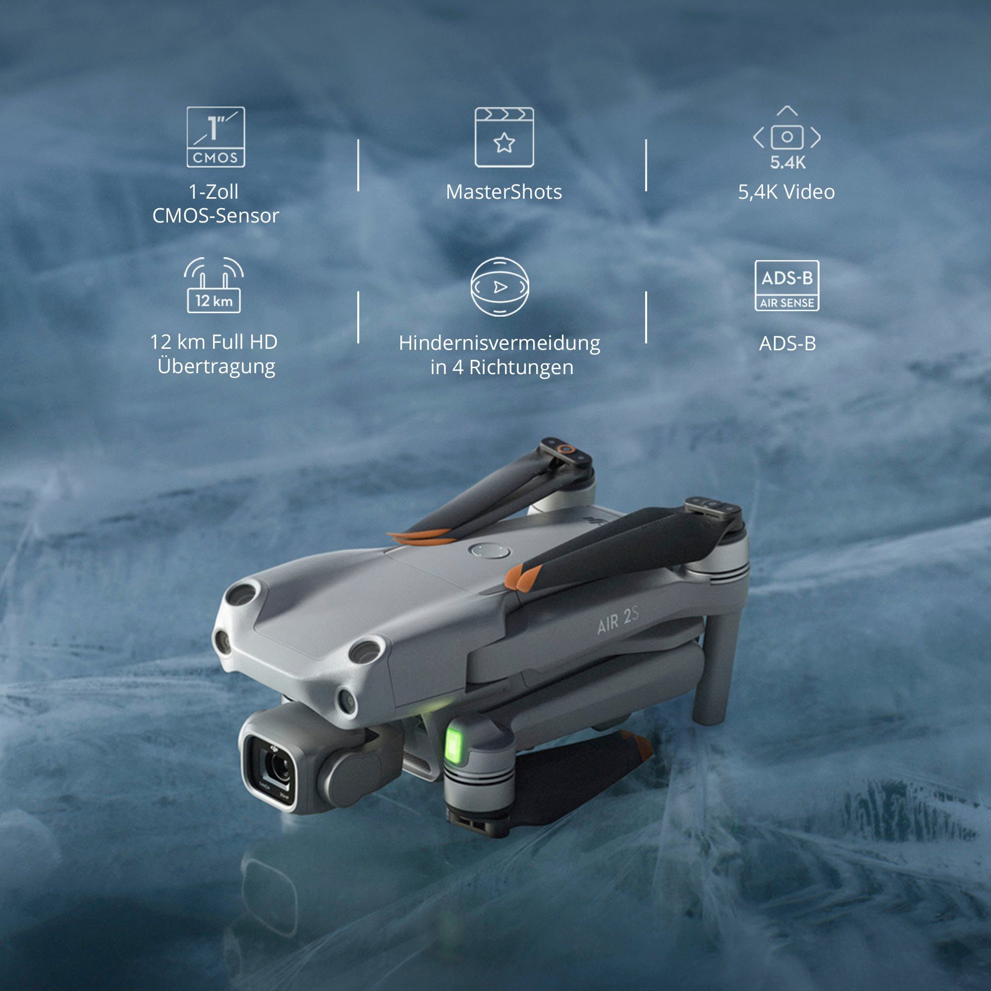 DJI AIR 2S Drohne (5,4K, 1-Zoll CMOS-Sensor, 5,4K Video, Hindernisvermeidung in 4 Richtungen)