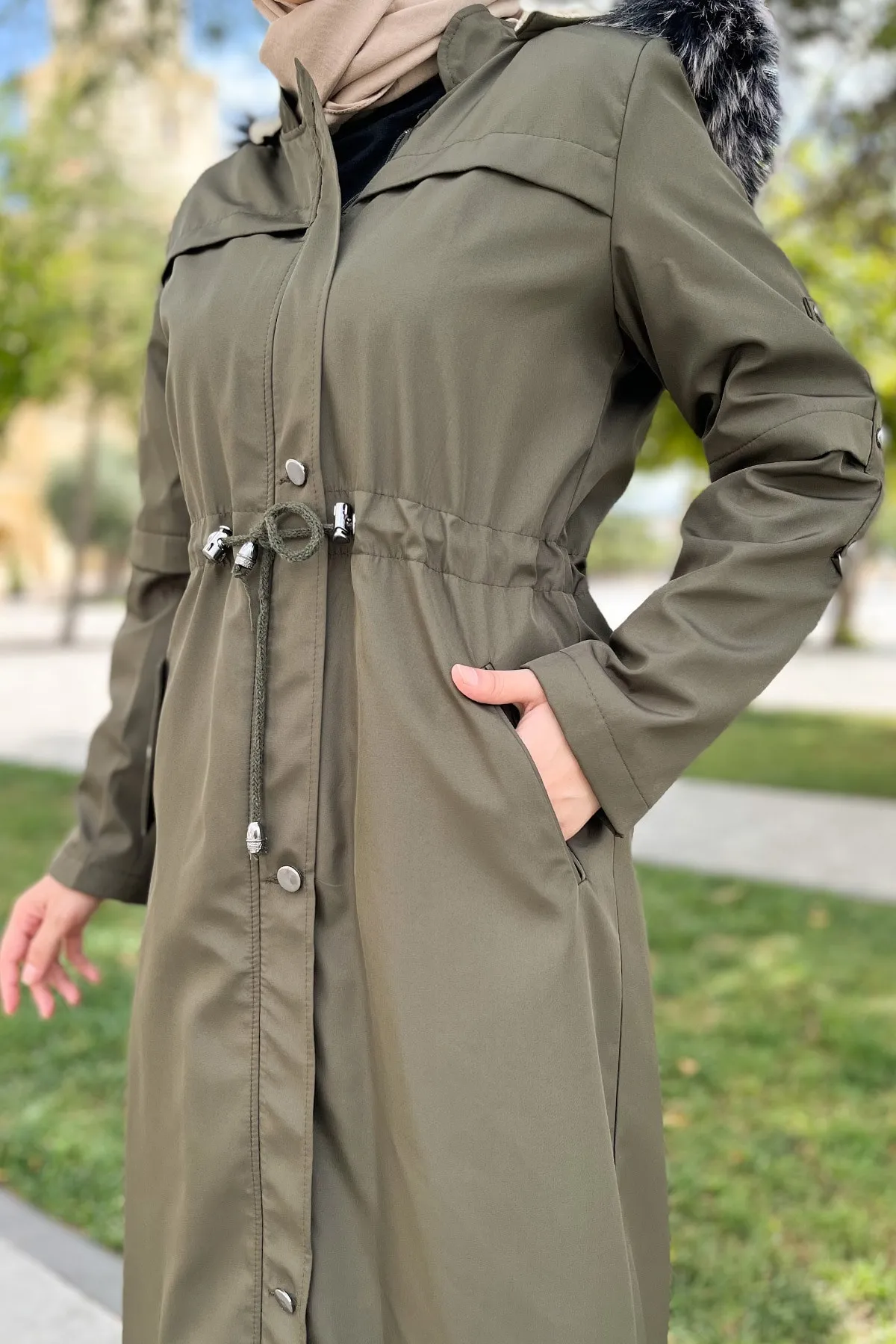 Tesettür Dünyası  Bondit Ärmeljacke Tsd220826 Khaki