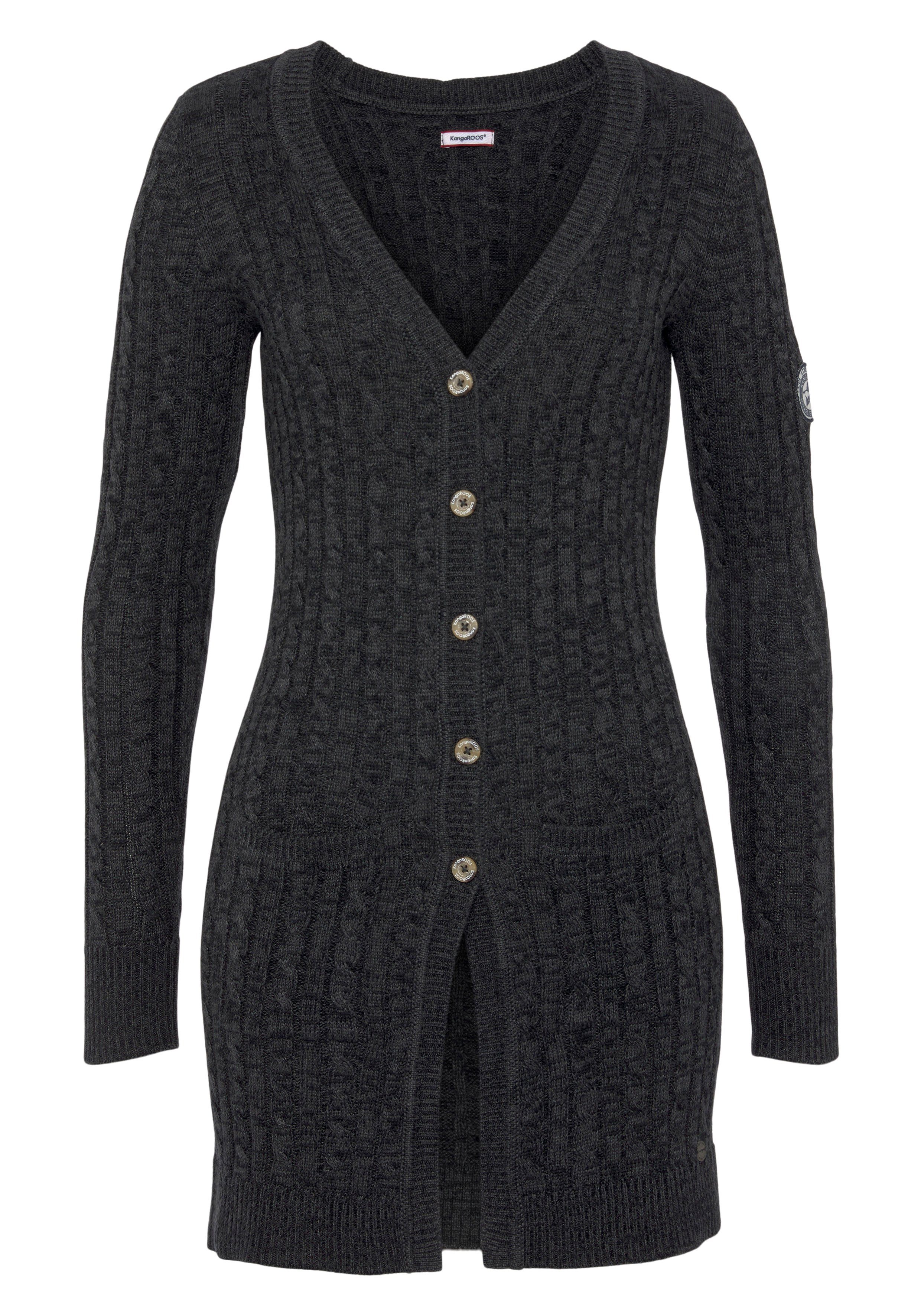 KangaROOS Longstrickjacke mit trendigem Zopfmuster und Taschen