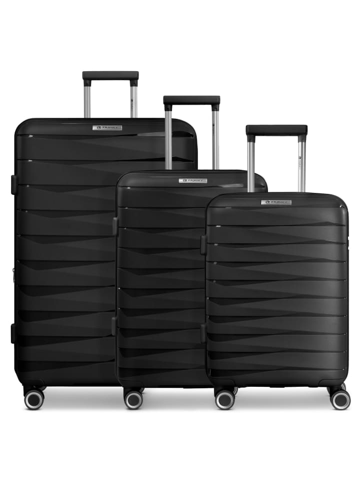 Franky London 4 Rollen Kofferset 3-teilig mit Dehnfalte in black günstig kaufen onesize