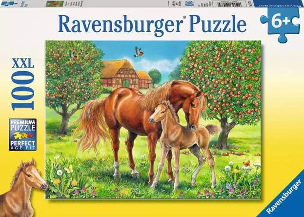 Kinderpuzzle ab 6 Jahren - Pferdeglück auf der Wiese - 100 Teile